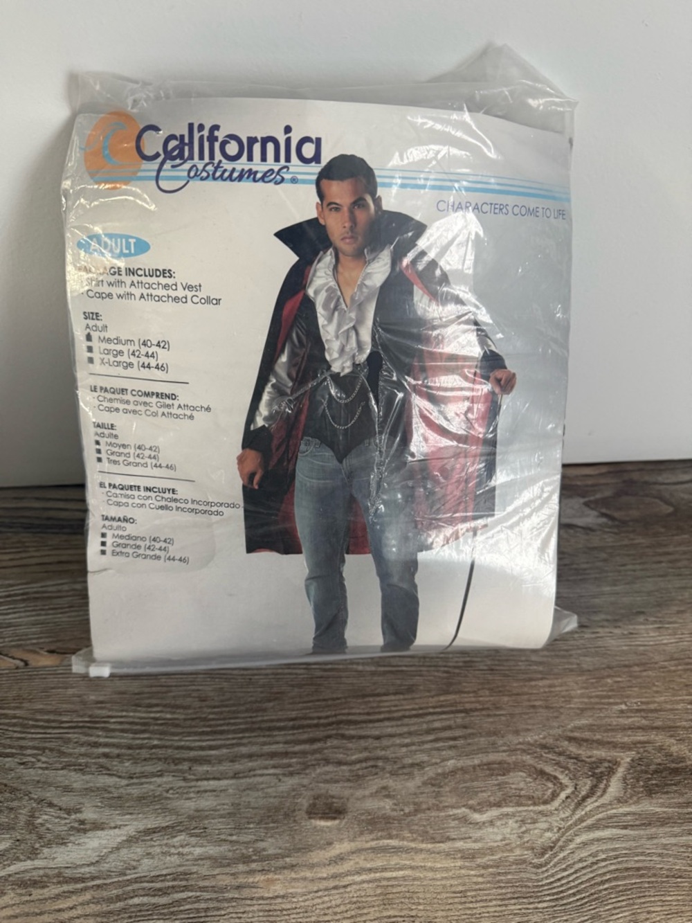 Halloween Costume Men's Black Jacket with Red Lining Vampire Cape